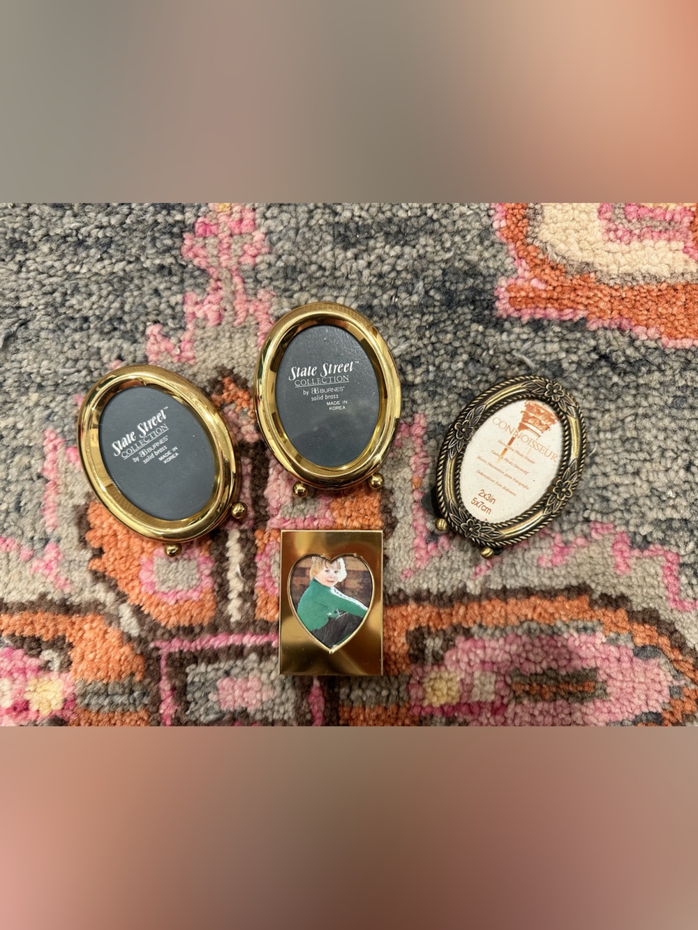 Vintage Mini Picture Frame Bundle Set of 4 Gold Oval Wedding Decor